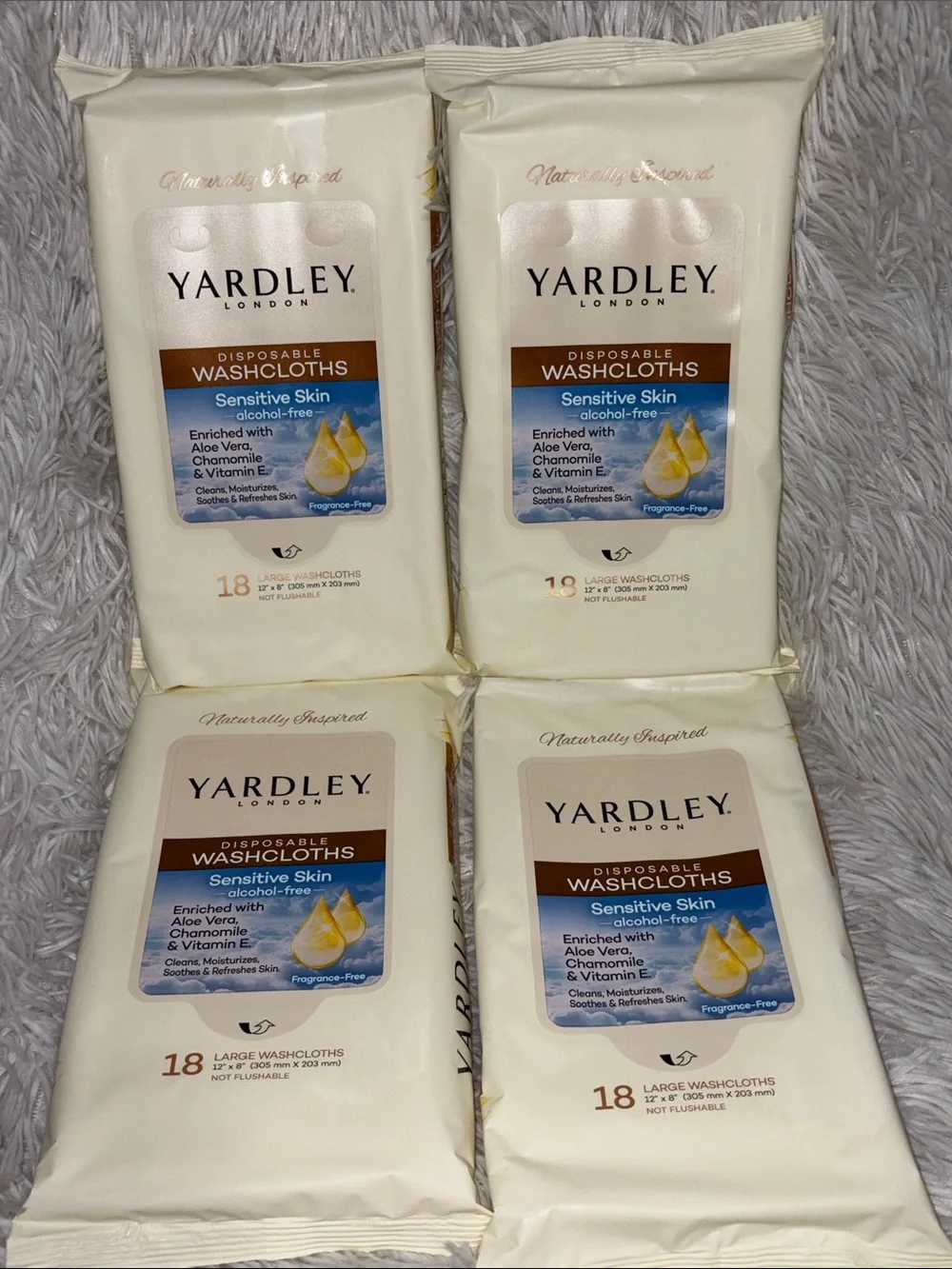 Yardley London Disposable Sensitive Skin Washcloths 4pk 16ct‎ Fragrance Free